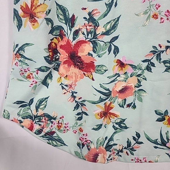 NEW Viamor Women's Mint Watercolor Floral Short Sleeve Dress w/ Pockets Sz M - Picture 5 of 9